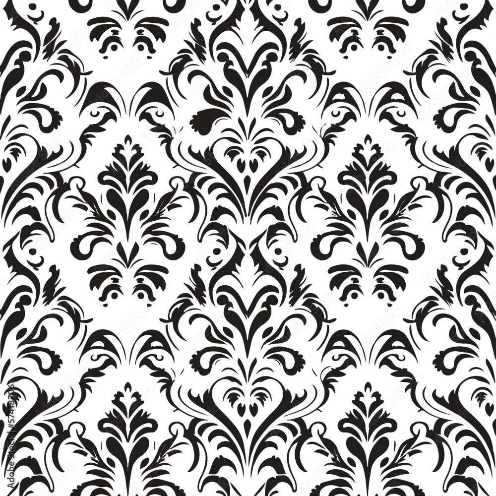 Floral Abstract black & white pattern vector Floral Abstract black & white pattern vector