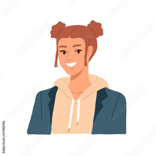 Portrait of a young attractive woman in a casual clothes. hand drawn illustration