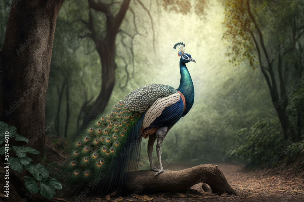 Indian peafowl or blue peafowl a kind of peacock in the pheasant and