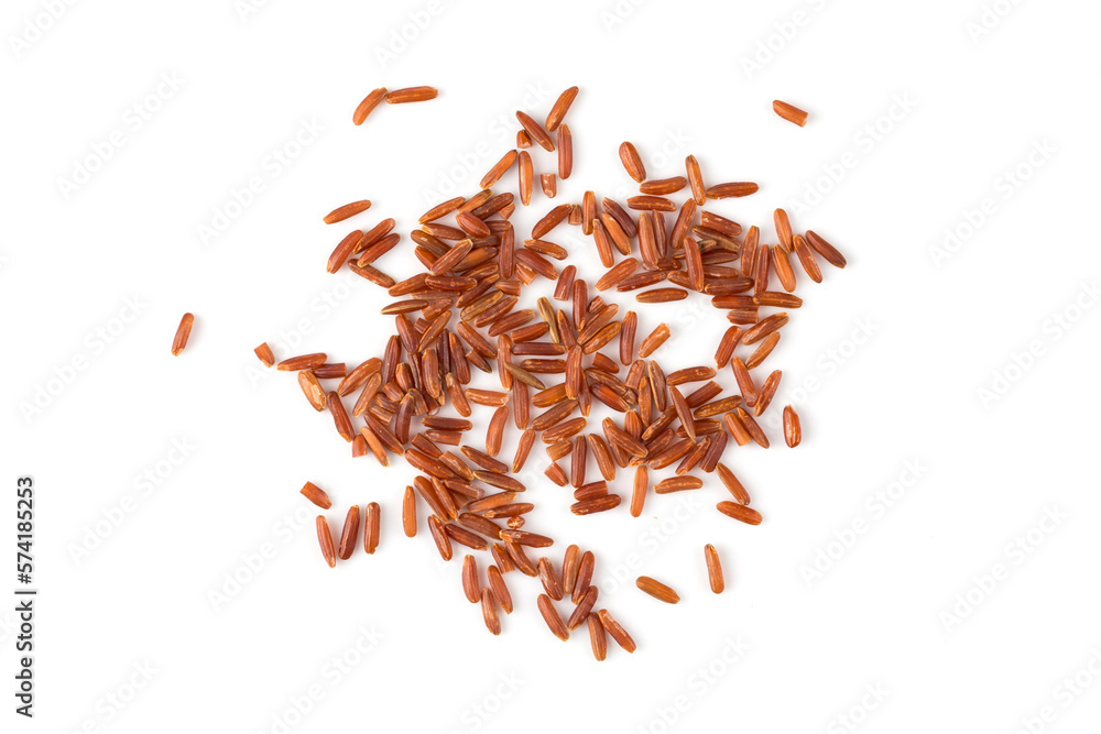 Obraz premium Red rice closeup on white