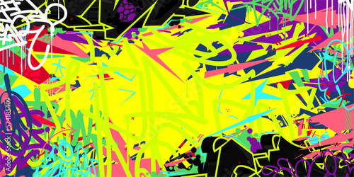 Trendy Colorful Abstract Urban Street Art Graffiti Style Vector Illustration Background Template