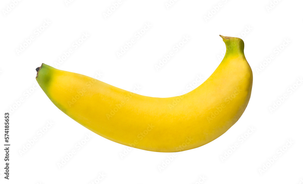 Single beautiful ripe yellow banana isolated on white background with clipping path, Concept of healthy eating