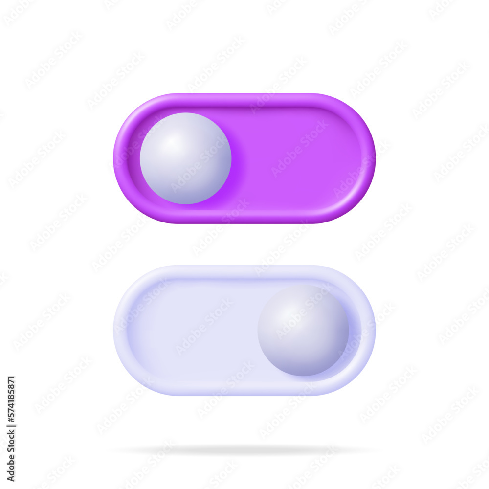 3D On and Off Buttons Switch Isolated. Render Slider Bars Selector ...