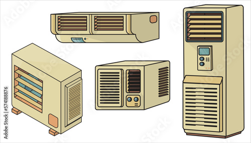 Vintage Old Aircon Air Conditioner Set