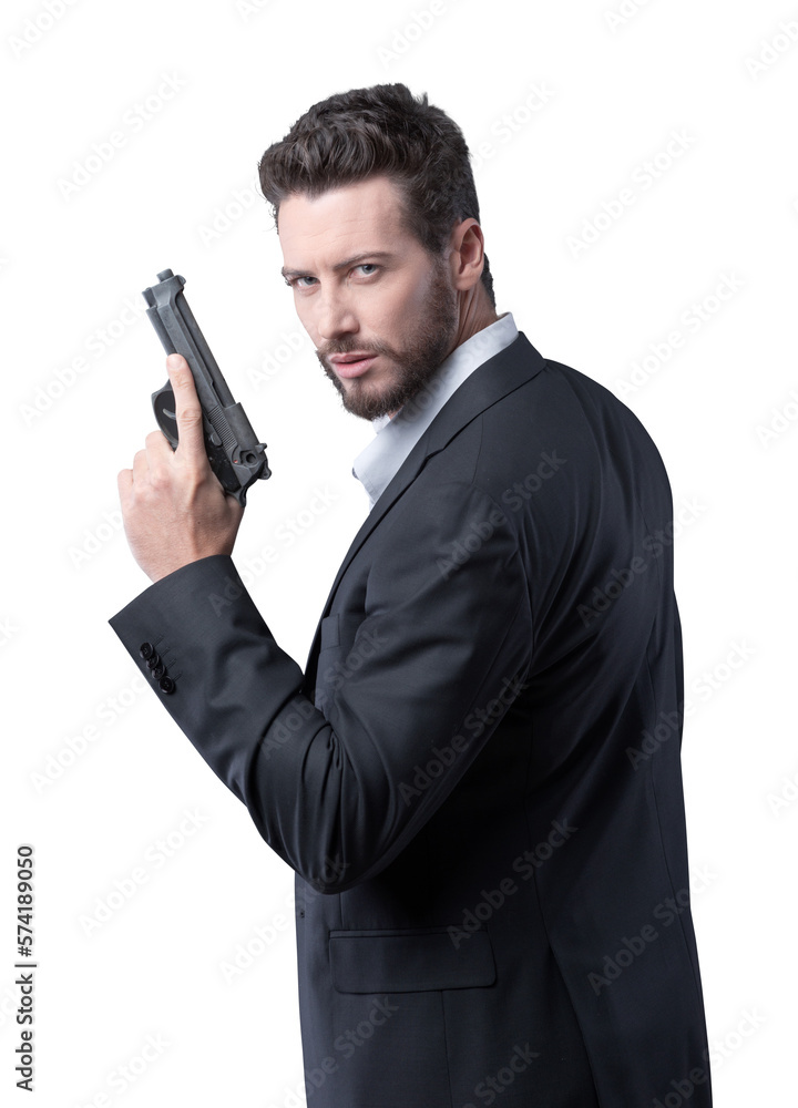 Cool undercover agent with gun Stock Photo