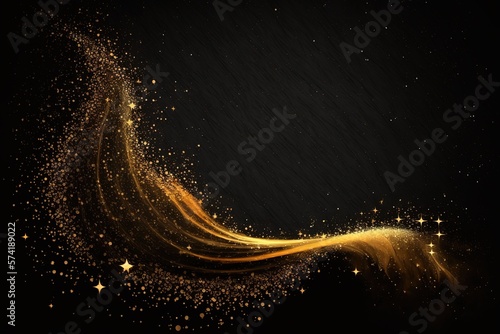 Sparkling gold glitter textured abstract wave.