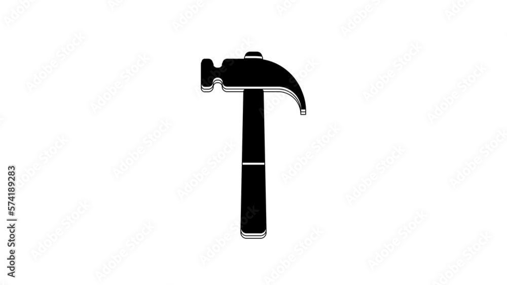 Black Hammer icon isolated on white background. Tool for repair. 4K Video motion graphic animation Black Hammer icon isolated on white background. Tool for repair. 4K Video motion graphic animation