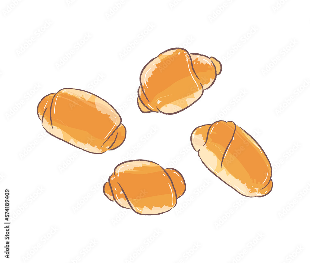 Golden butter rolls in flat illustration Golden butter rolls in flat illustration