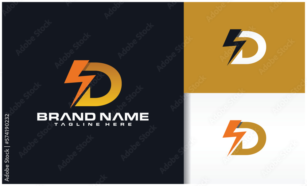 Letter D Electric Logo Letter D Electric Logo
