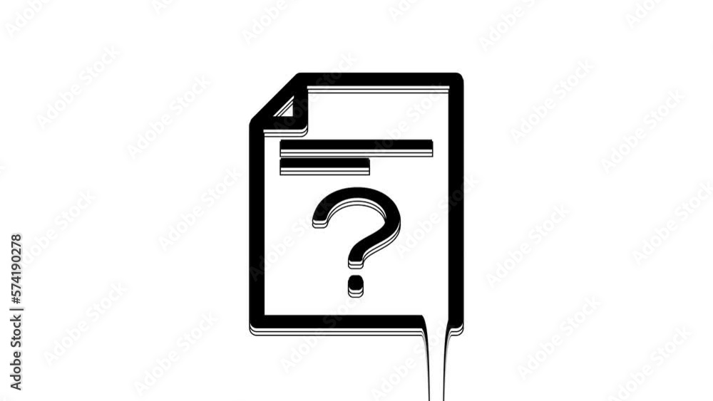 Black Unknown document icon isolated on white background. File with Question mark. Hold report, service and global search sign. 4K Video motion graphic animation Black Unknown document icon isolated on white background. File with Question mark. Hold report, service and global search sign. 4K Video motion graphic animation