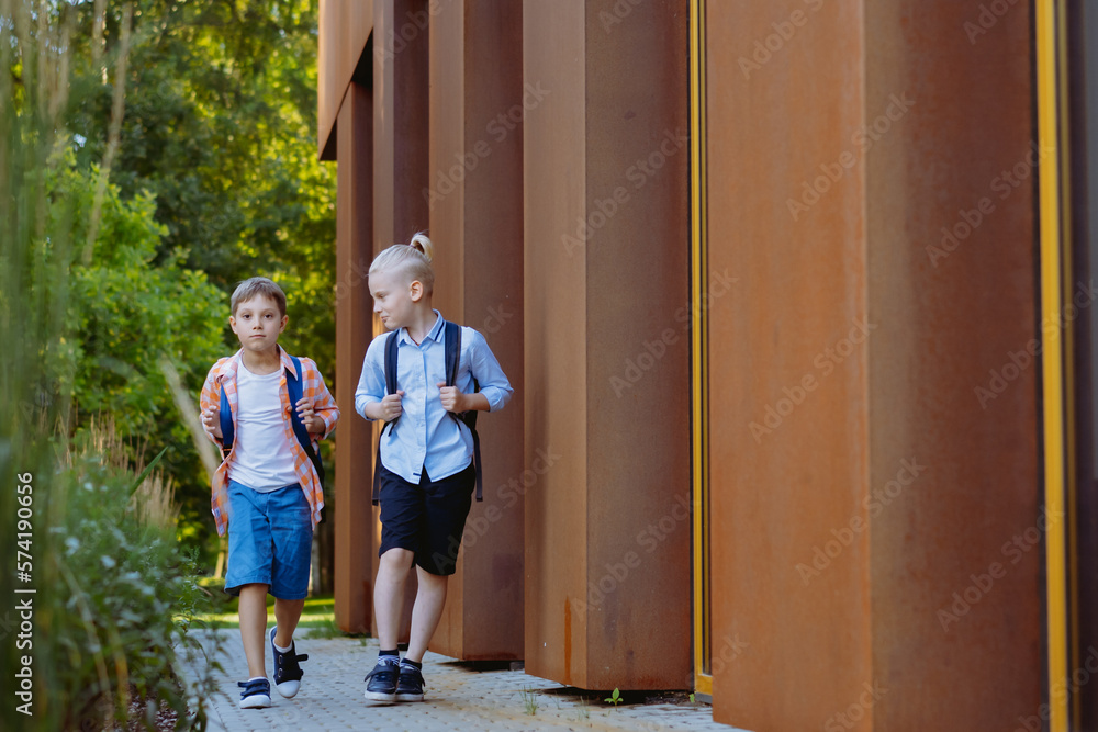 children go to school. Begining of academic year children go to school. Begining of academic year