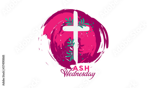 Ash Wednesday Cross Vector Art. Ash Wednesday With Cross, Blessing, Worship, Holy background design. 	