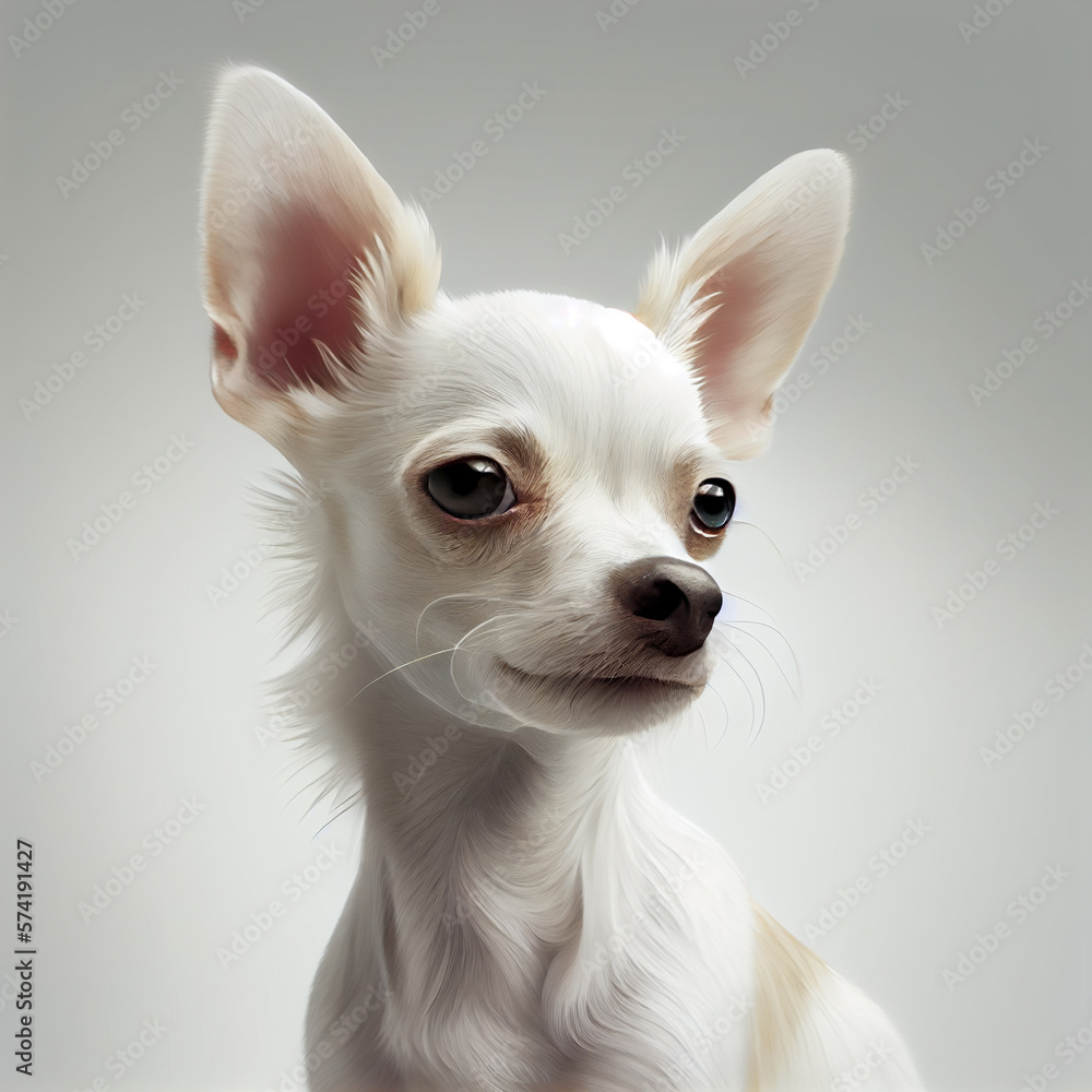 Apple Head chihuahua portrait. Realistic illustration of dog isolated on white background. Dog breeds