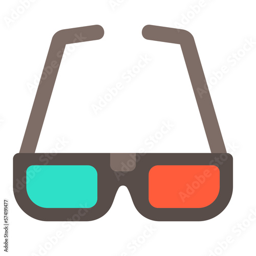 3d Glasses Flat Multicolor Icon