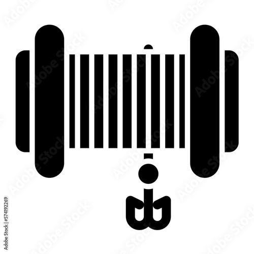 Fishing Line and Hook Glyph Icon