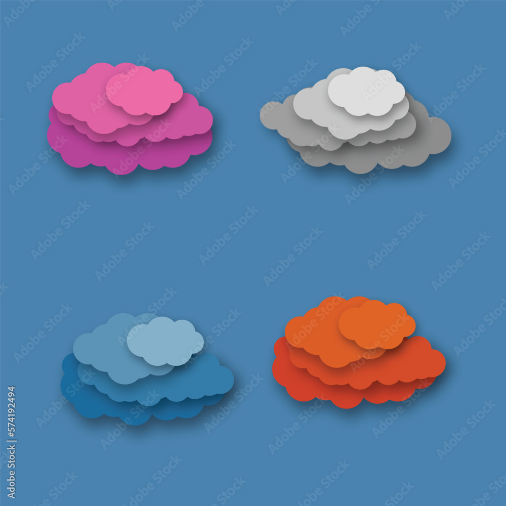 Isolated clouds on the Blue background. Clouds icon for web. set of clouds. Vector EPS 10.