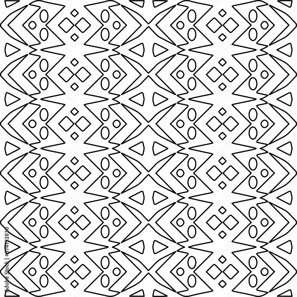 Monochrome ornamental texture with smooth linear shapes, zigzag lines, lace pattern.Abstract geometric black and white pattern for web page, textures, card, poster, fabric, textile. Monochrome ornamental texture with smooth linear shapes, zigzag lines, lace pattern.Abstract geometric black and white pattern for web page, textures, card, poster, fabric, textile.