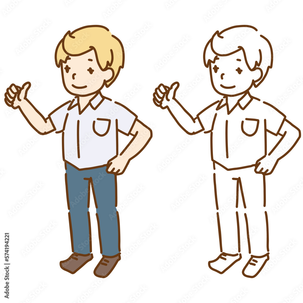 良いね をする男子高校生  日本の学生服 金髪 ワイシャツ