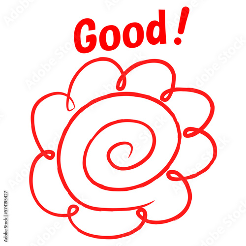 はなまるとGood!の文字。
褒める。