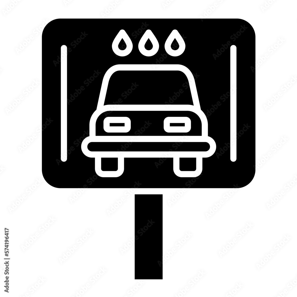 Car Wash Sign Glyph Icon Car Wash Sign Glyph Icon