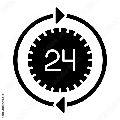 24 Hours Service Glyph Icon