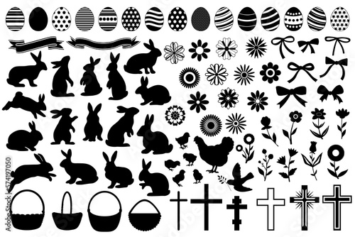 Easter clipart silhouettes set