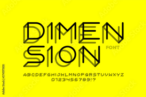 3d style font design, alphabet letters and numbers vector illustration
