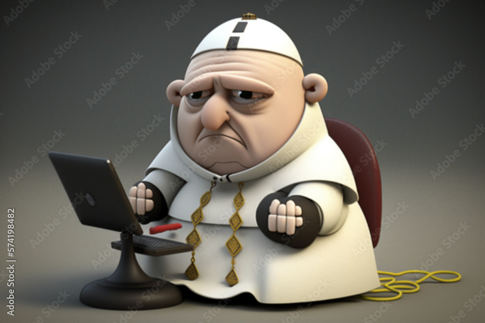 3d render of a person with a laptop cartoon, Generated AI 3d render of a person with a laptop cartoon, Generated AI