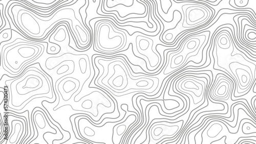 Topographic line contour map background. Geographic mountain contours vector background. Topographic map seamless pattern. White wave paper curved reliefs abstract background. 