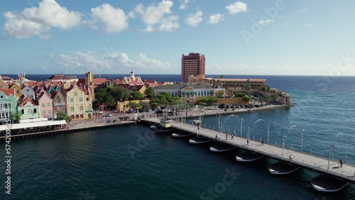 Emma bridge Curacao Willemstad, drone flying over