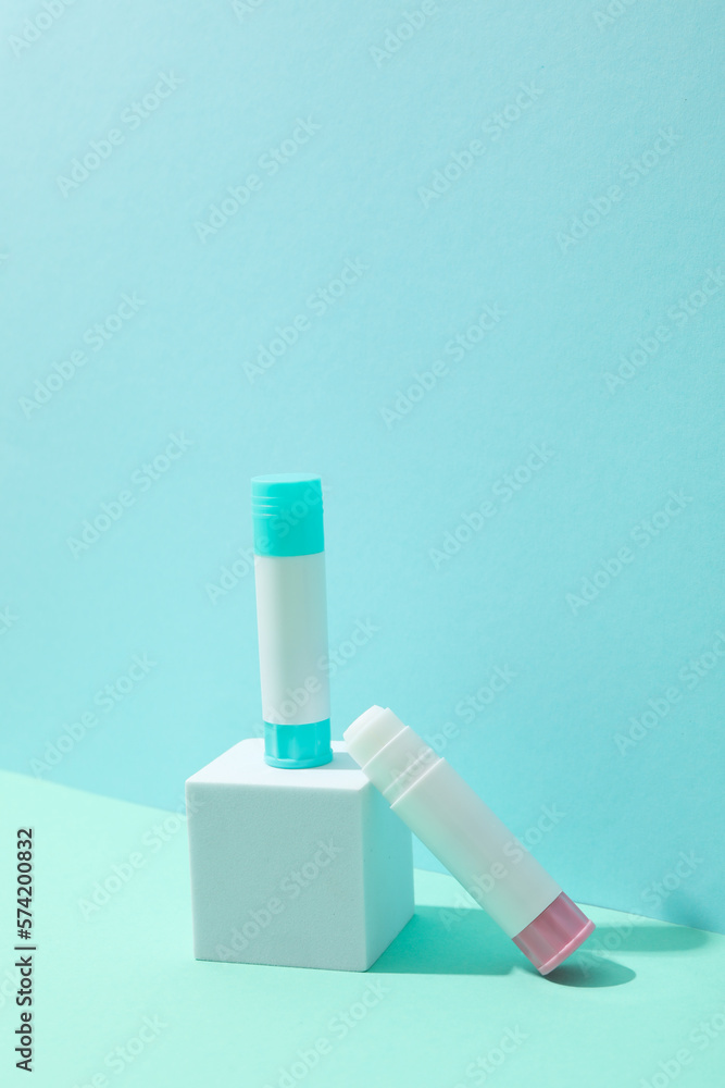 Concept of different office stationery with glue Concept of different office stationery with glue