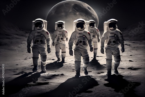 Fotomurale Astronaut team on the moon for mission