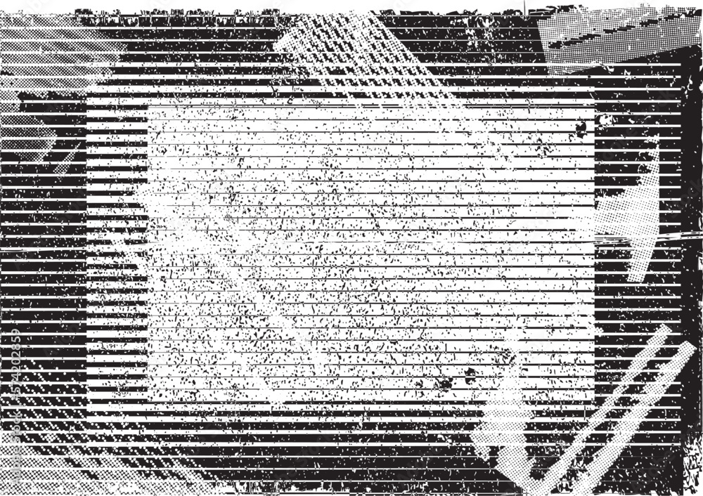 Glitch distorted grunge layer  . Noise destroyed texture . Trendy defect error shapes . Overlay grunge texture . Distressed effect .Vector shapes with a halftone dots screen print texture.