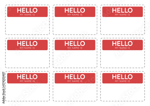 Hello My Name Is -  printable template page. Introduction, personal badge to wear.
