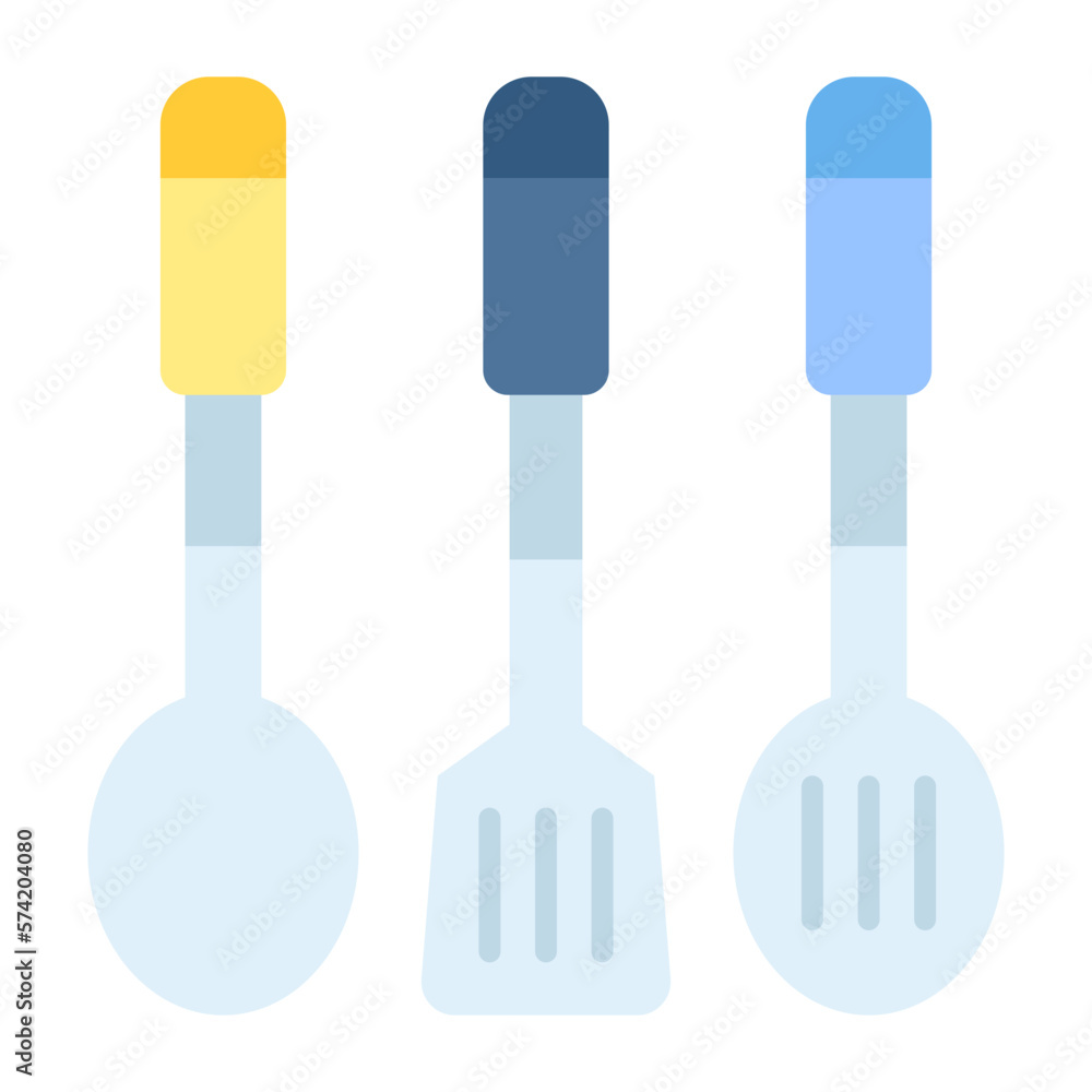 Fototapeta premium Kitchen Utensil Flat Multicolor Icon