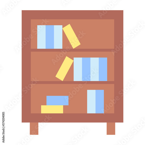 Bookshelf Flat Multicolor Icon