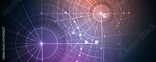 Quantum processing. Deep learning artificial intelligence. Future new technology  for business or science presentation
