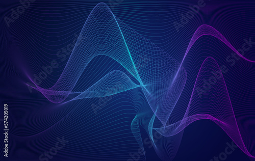 Abstract technology blue wavy lines background