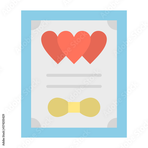 Wedding Certificate Flat Multicolor Icon