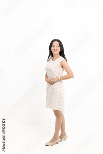 Portrait Confident Smile Business Designer Asian Woman Pink Office Suit Asian Business Girl Startup Success Leader Business Power Woman Executive Person Looking at Camera Copy Space Isolated White © ND STOCK