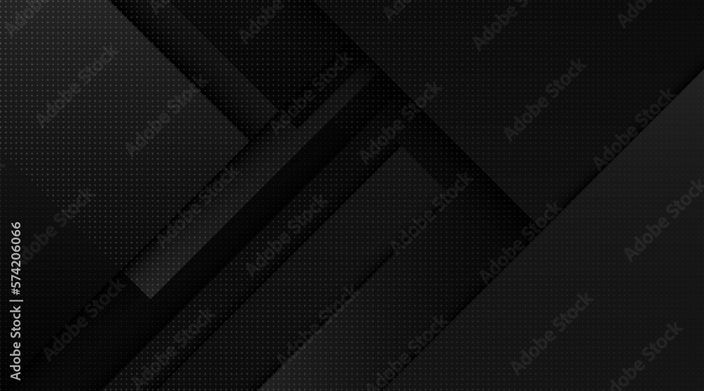 Black abstract background. Modern dark gradient geometric square overlap layer with shadow. Suit for poster, banner, brochure, business, corporate, cover, website, flyer. Vector illustration
