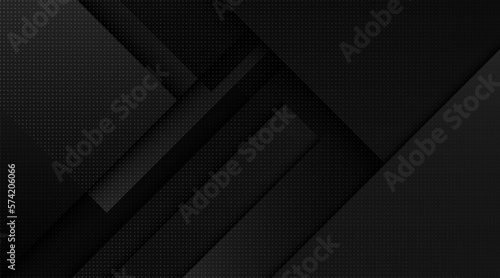 Black abstract background. Modern dark gradient geometric square overlap layer with shadow. Suit for poster, banner, brochure, business, corporate, cover, website, flyer. Vector illustration