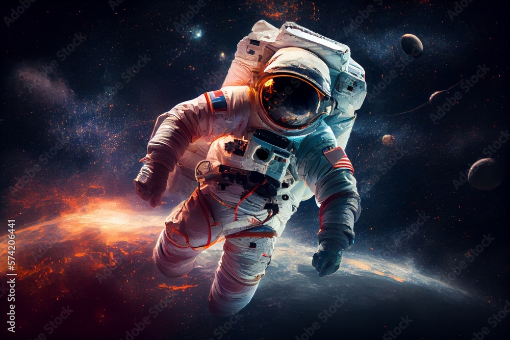 Fototapeta premium Astronaut in outer space. Generative AI, Generative, AI