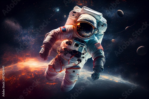 Astronaut in outer space. Generative AI  Generative  AI