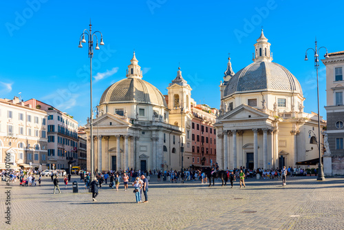 Fototapeta Naklejka Na Ścianę i Meble -  Churches on Piazza del Popolo square, Rome, Italy