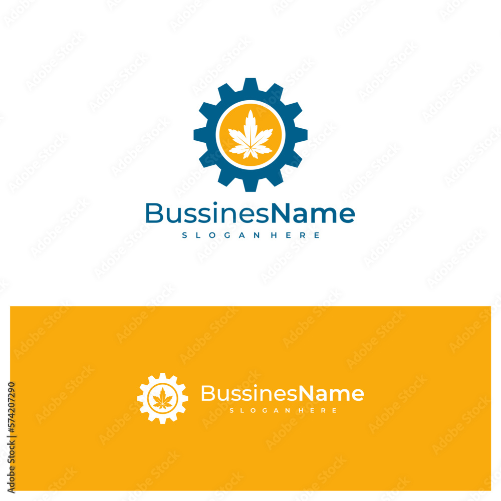 Fototapeta premium Gear Cannabis logo vector template. Creative Cannabis logo design concepts