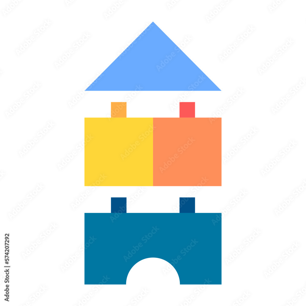 Bricks Toys Flat Multicolor Icon Bricks Toys Flat Multicolor Icon