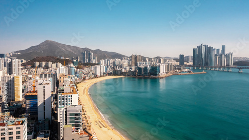 Aerial view of Gwangalli Beach in Busan