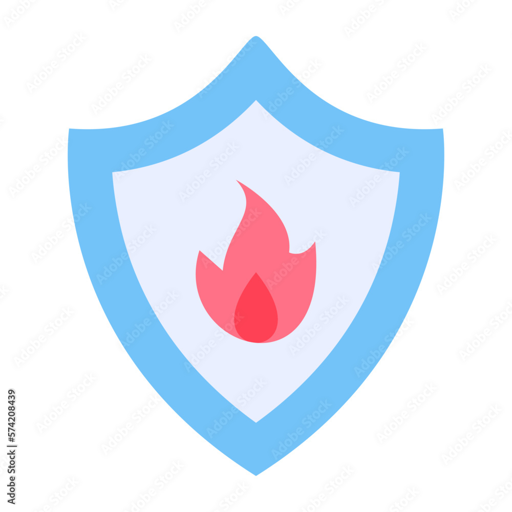 Fire Shield Flat Multicolor Icon Fire Shield Flat Multicolor Icon