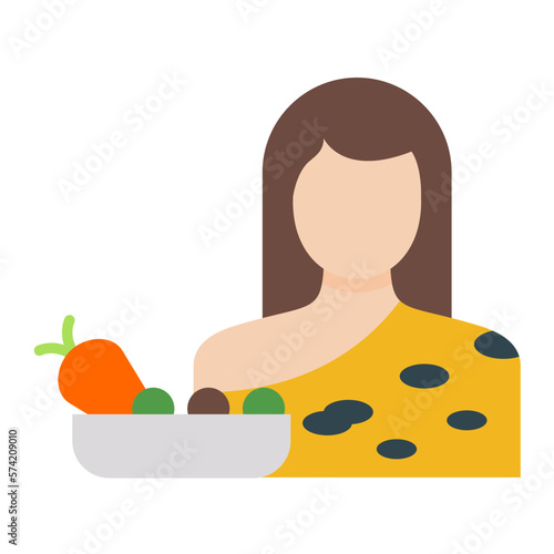 Gatherer Female Flat Multicolor Icon